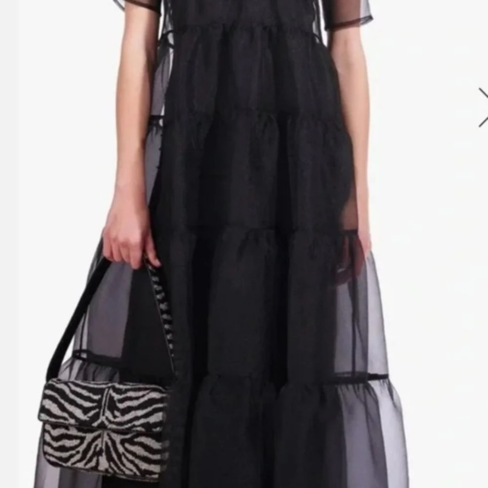 Staud Hyacinth Tiered Organza Overlay Maxi A-Line 2 Piece Dress Black NWT - Picture 6 of 9